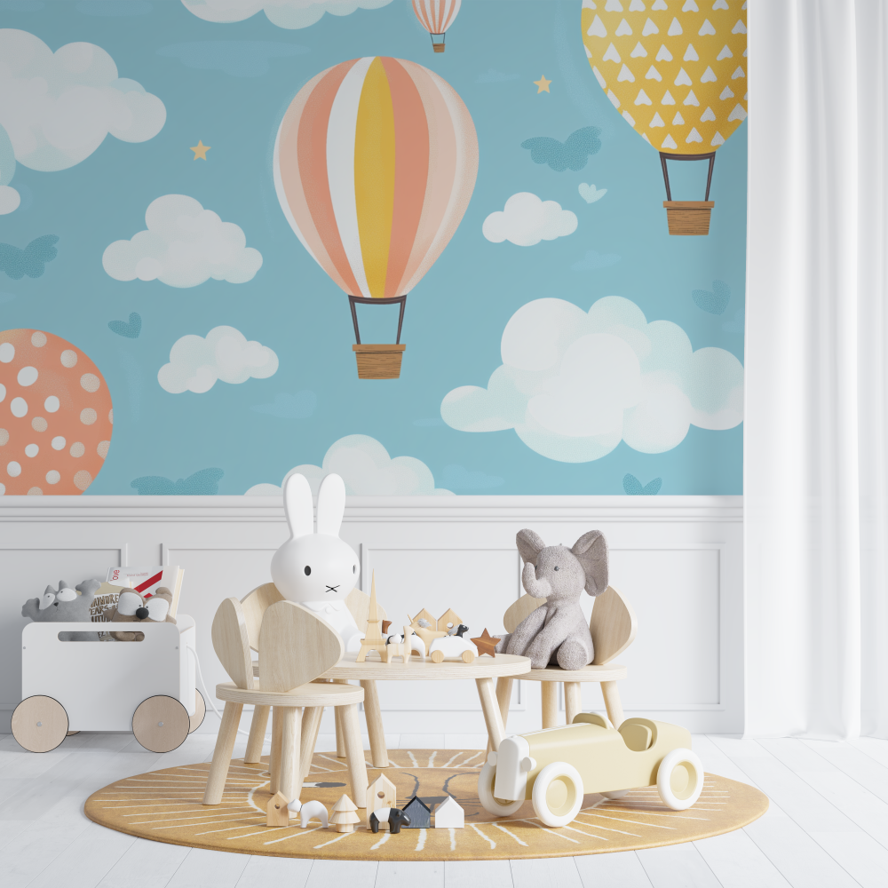 Heißluftballon und Wolken Tapete | Wandbilder Tapete