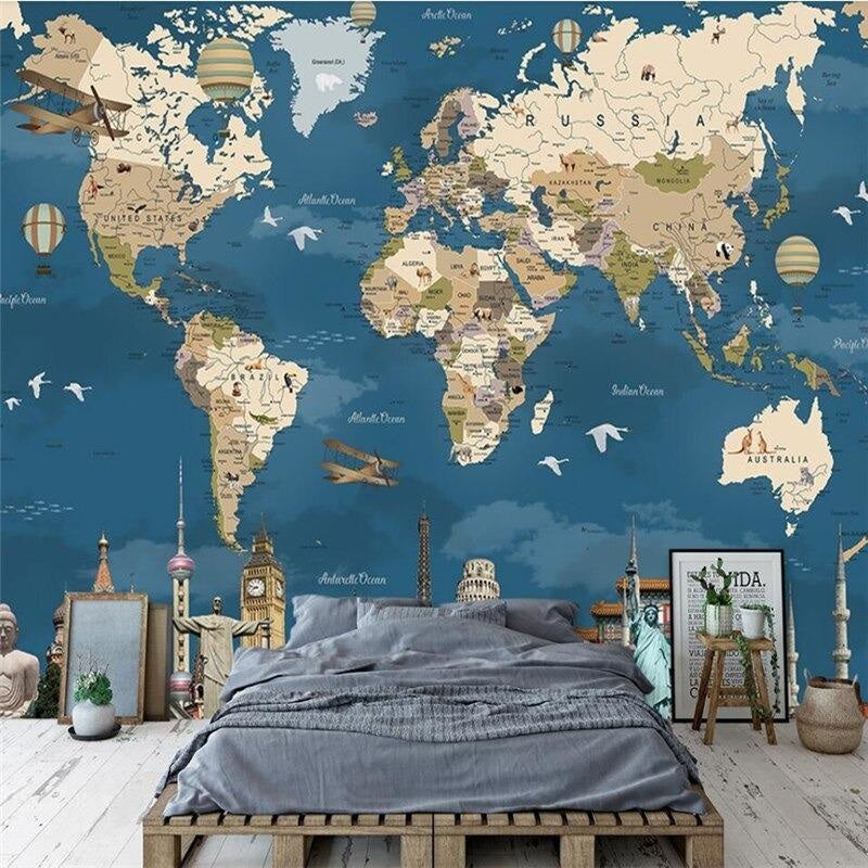 World Map Wall Art | Murals Wallpaper