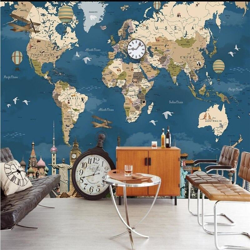 World Map Wall Art | Murals Wallpaper