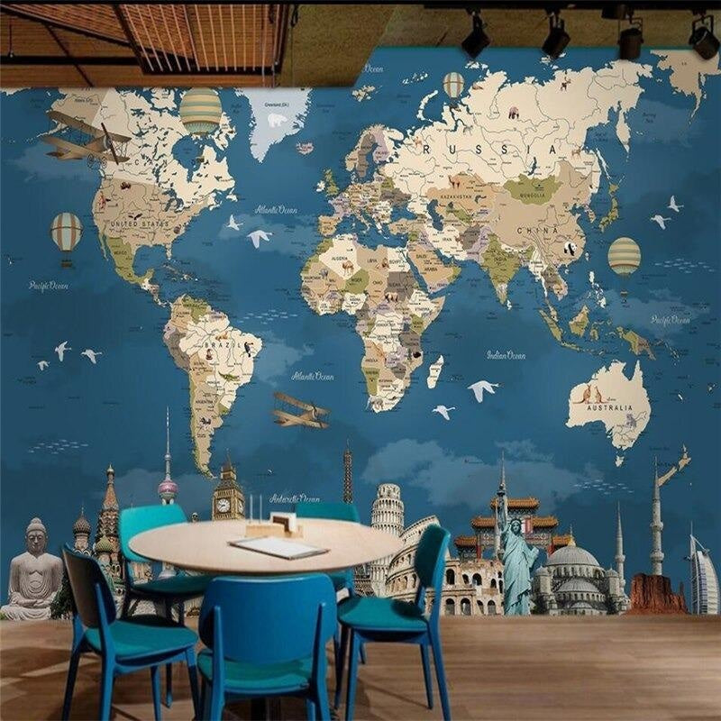 World Map Wall Art | Murals Wallpaper