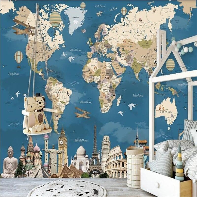 World Map Wall Art | Murals Wallpaper