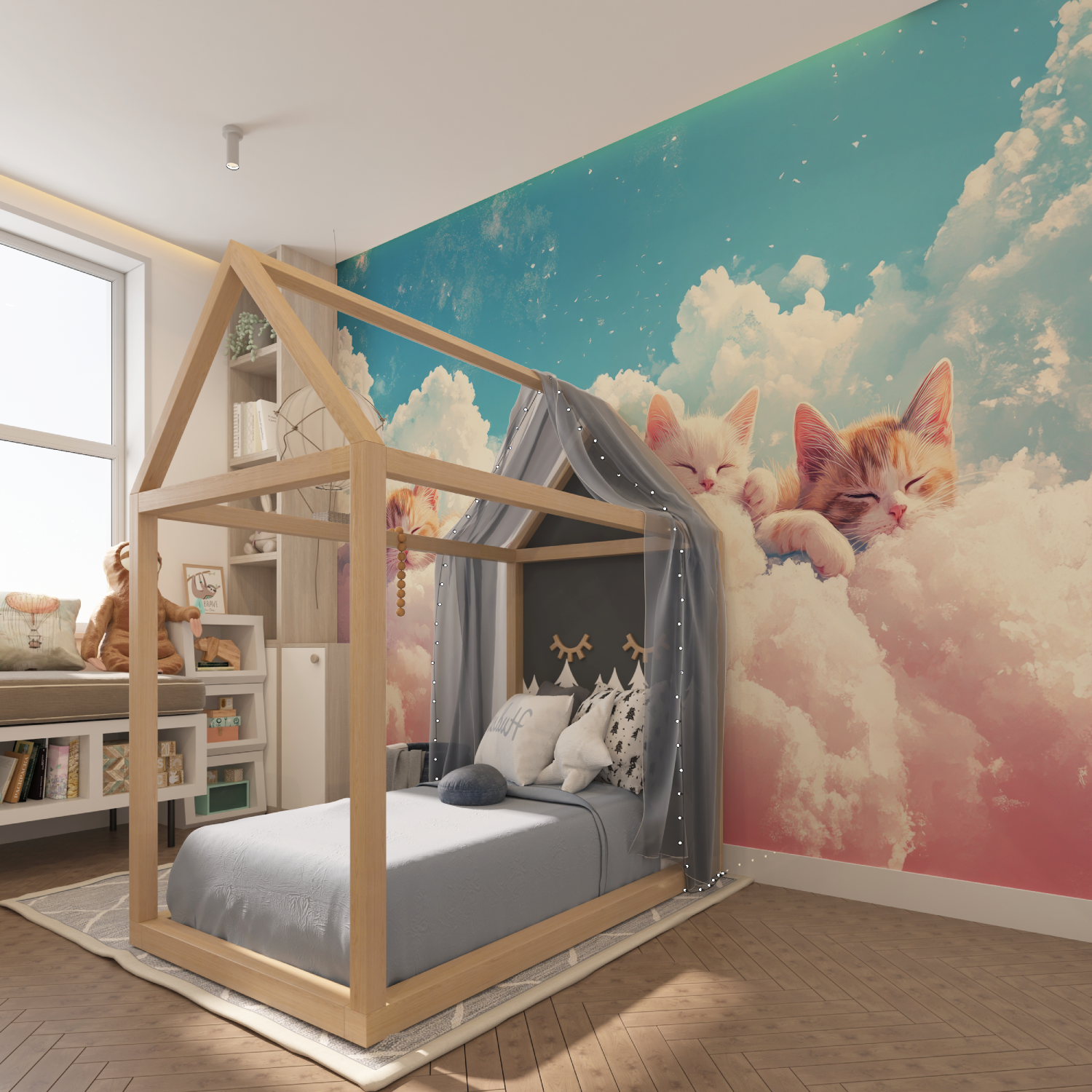 Katzen-Tapete für Mädchenzimmer | Wandtapeten