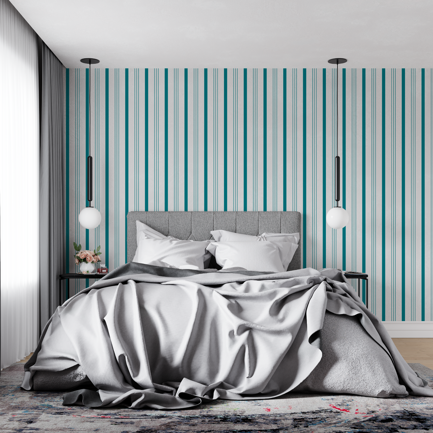 Blue Striped Wallpaper | Murals Wallpaper