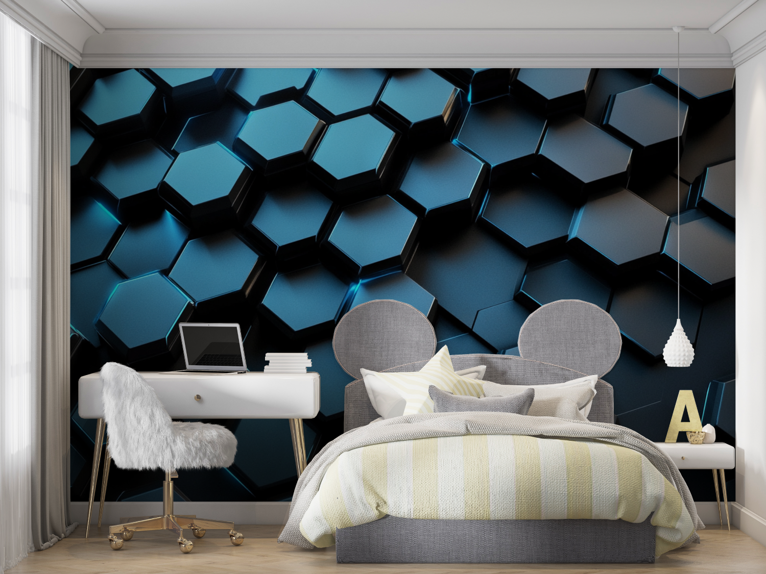 Leuchtendes Sechseck-Tapete | Wandbildtapete