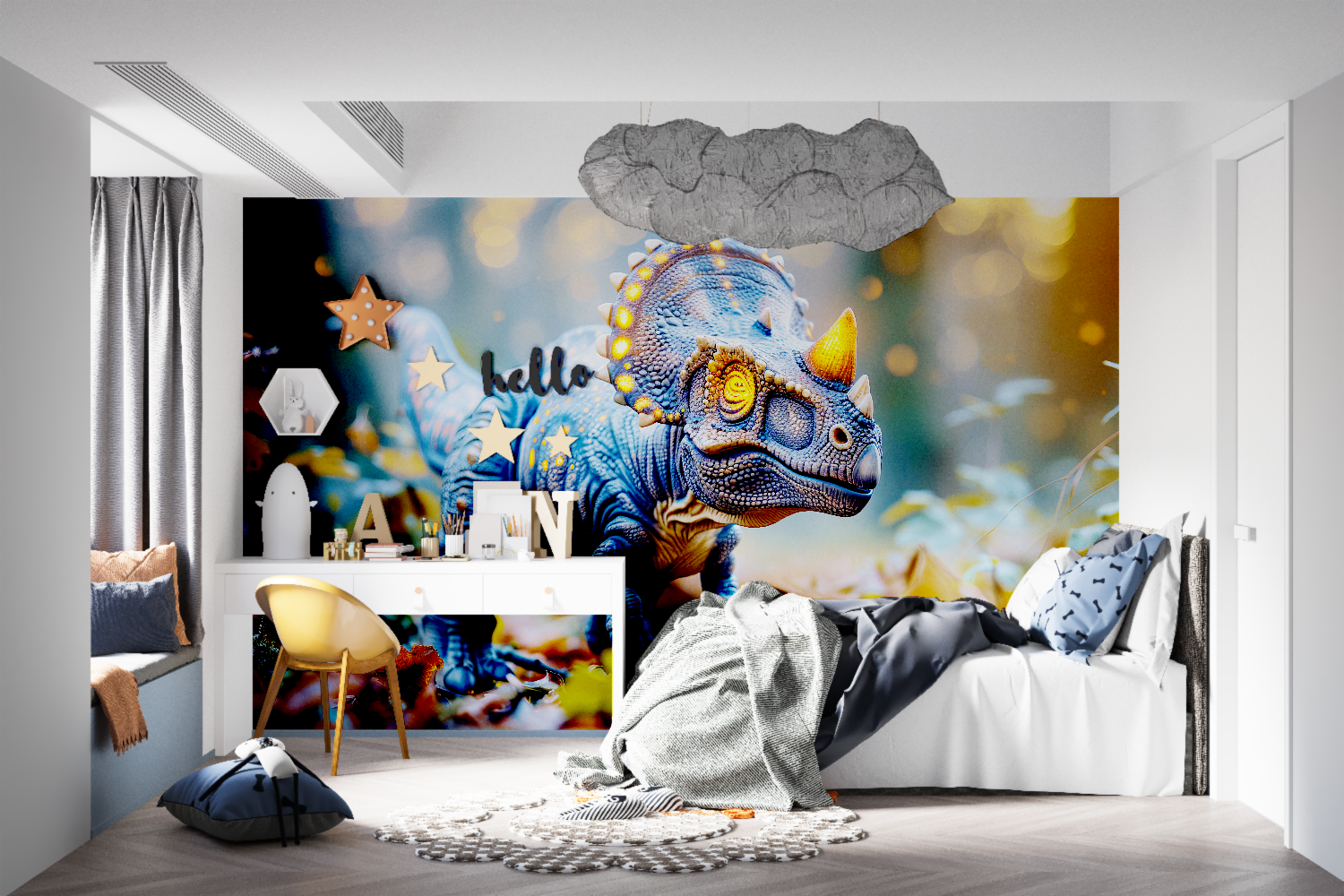 Neon Dinosaurier Tapete | Wandbilder Tapete