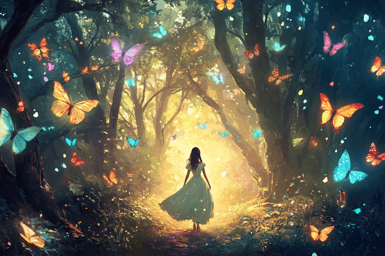 Princess Forest and Butterflies Wallpaper | Murals Wallpaper