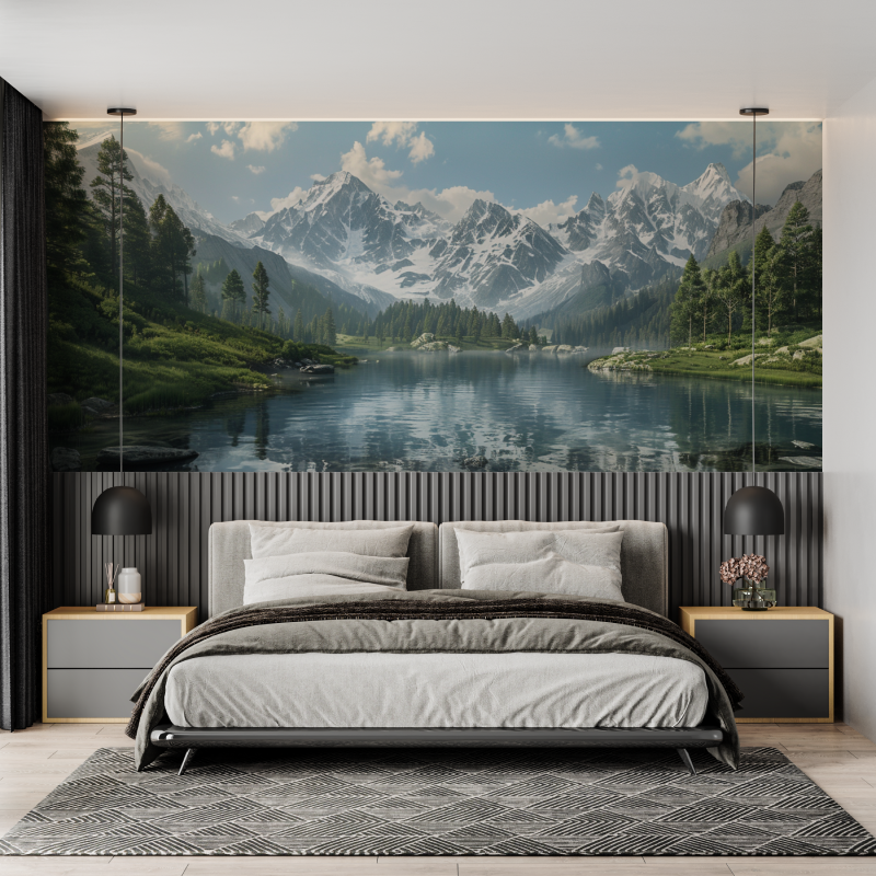 Mountain Lake Scenic Wallpaper in Haute Savoie | Murals Wallpaper