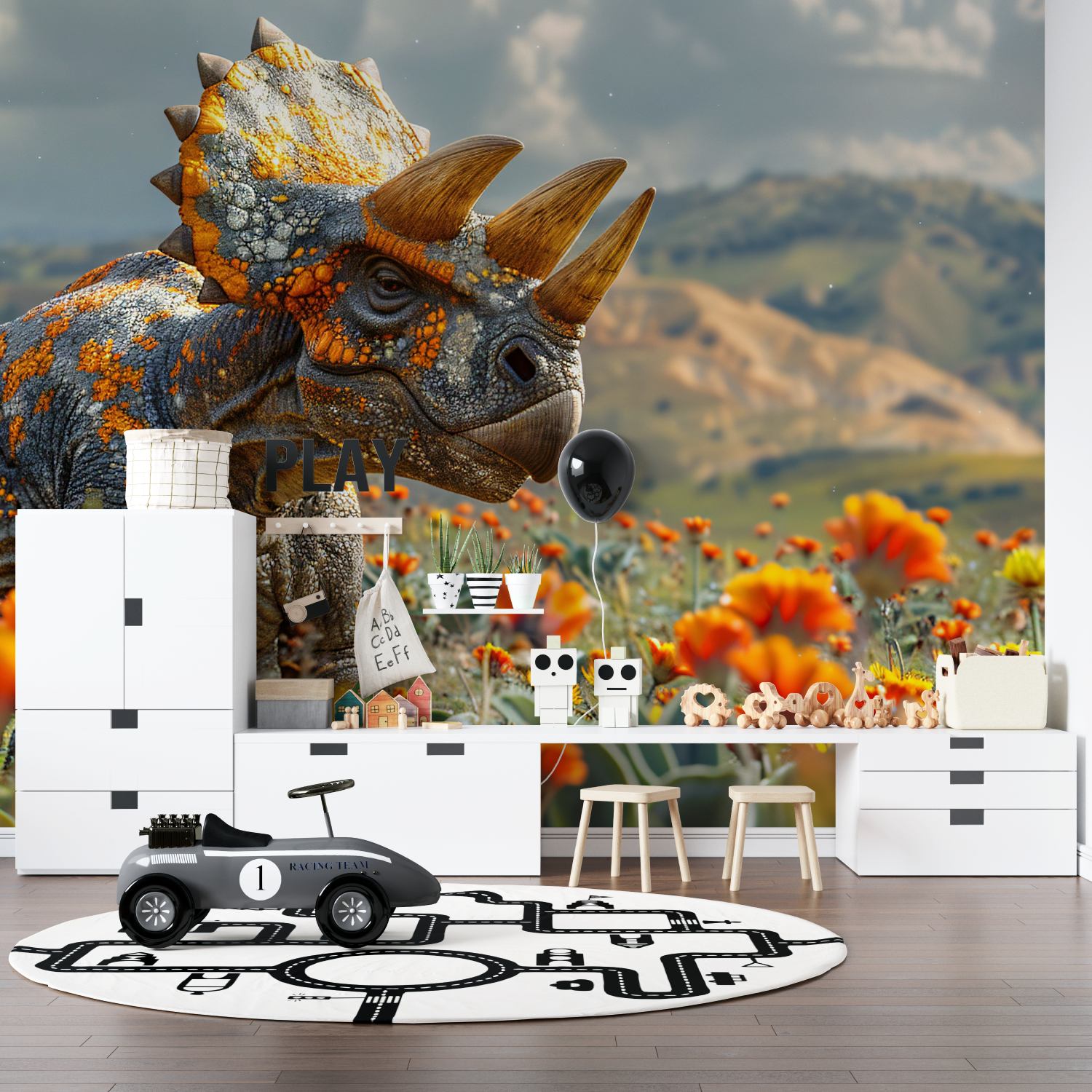 Orange Dinosaur Wallpaper | Murals Wallpaper