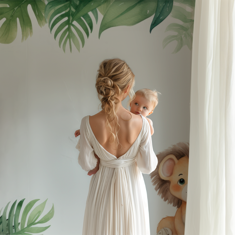 Lion and Tropical Foliage Wallpaper | Murals Wallpaper