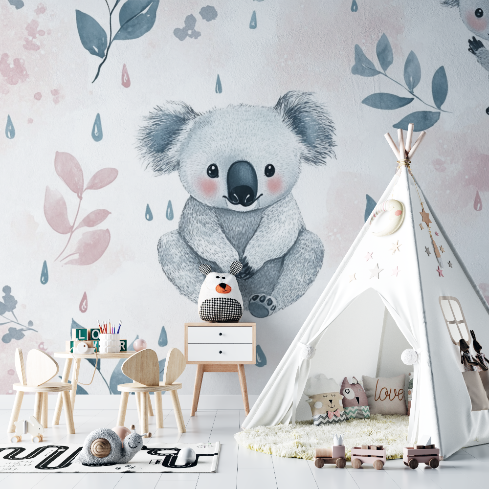 Koala and Gentle Rain Wallpaper | Murals Wallpaper