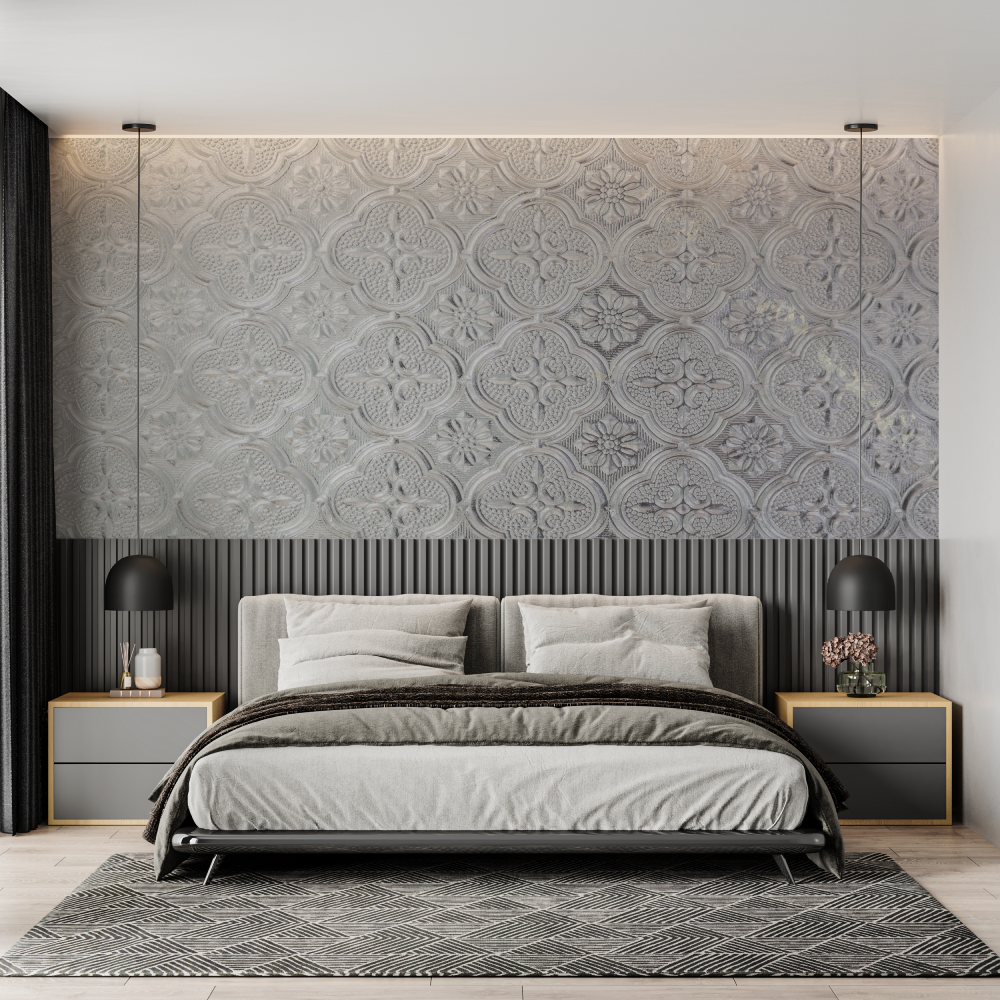Silver Gray Baroque Wallpaper | Murals Wallpaper