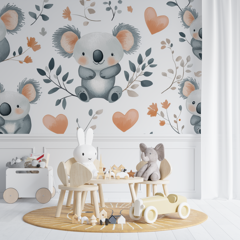 Koala and Little Hearts Wallpaper | Murals Wallpaper
