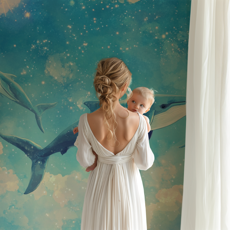 Pastel Ocean Whale Wallpaper | Murals Wallpaper