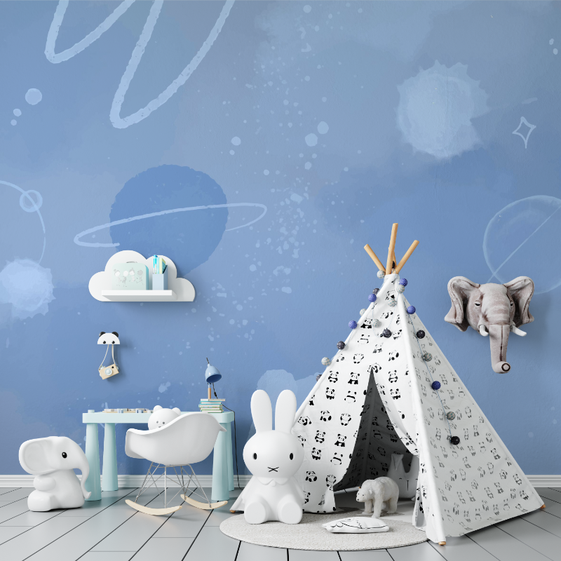 Blue Space Boy's Room Wallpaper | Murals Wallpaper