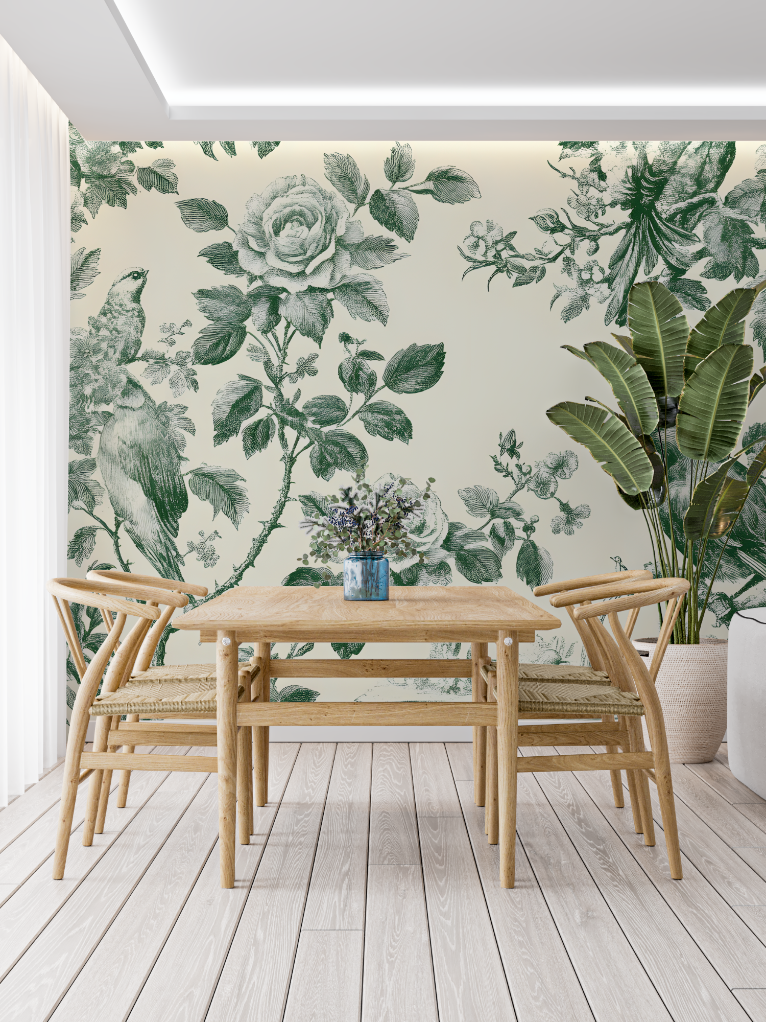 Green Toile de Jouy Wallpaper | Murals Wallpaper