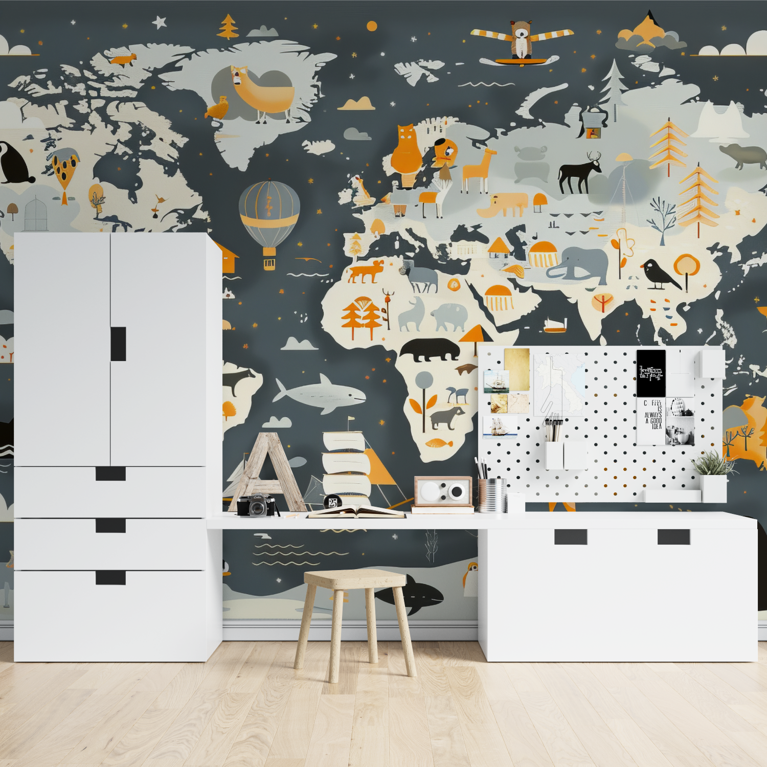 World Map Design Kids Wallpaper | Murals Wallpaper