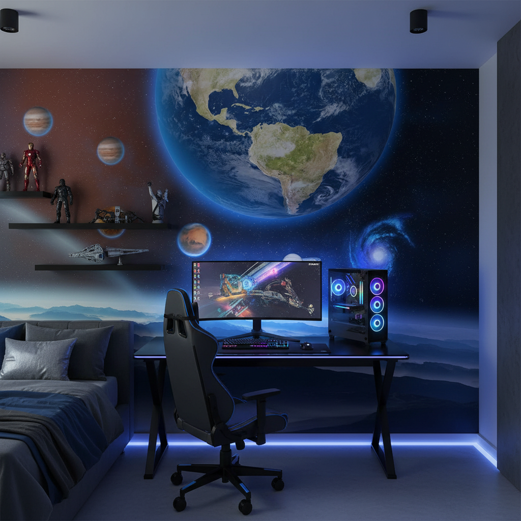 Mural Space Planets Wallpaper