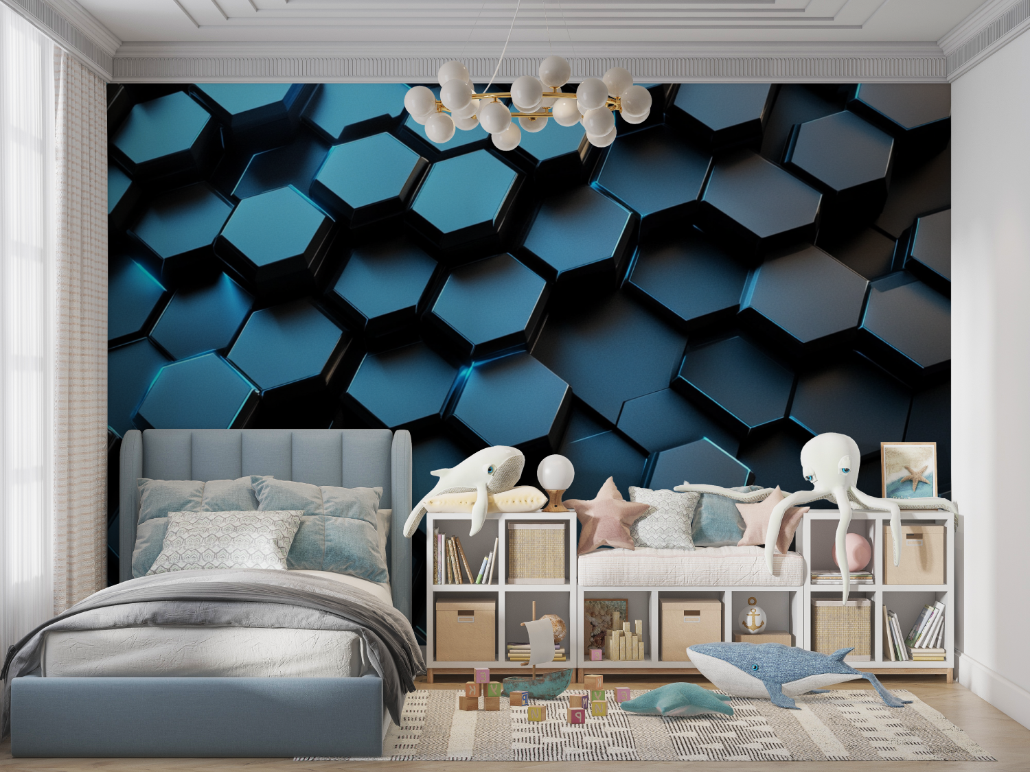 Leuchtendes Sechseck-Tapete | Wandbildtapete