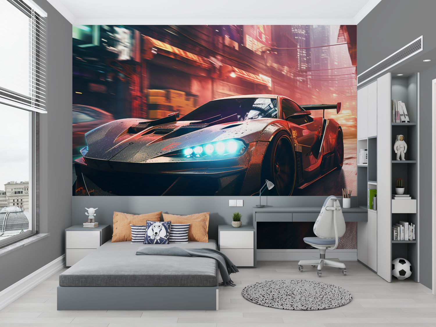 Neon Race Car Wallpaper | Murals Wallpaper