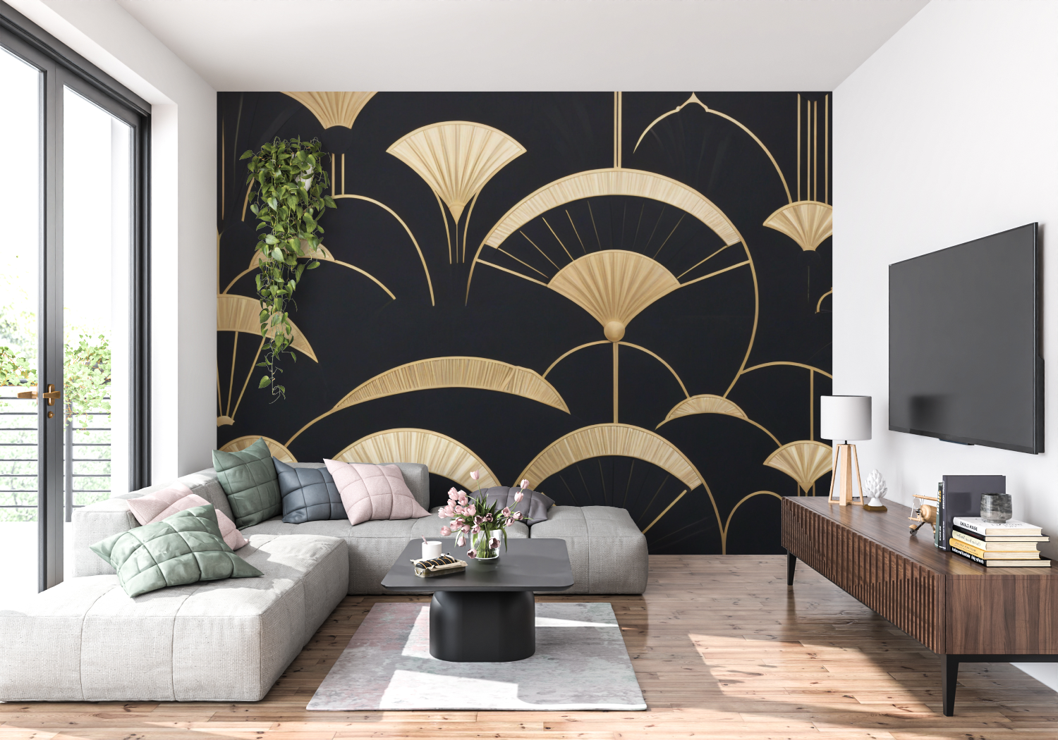Gold Sky Art Deco Wallpaper | Murals Wallpaper