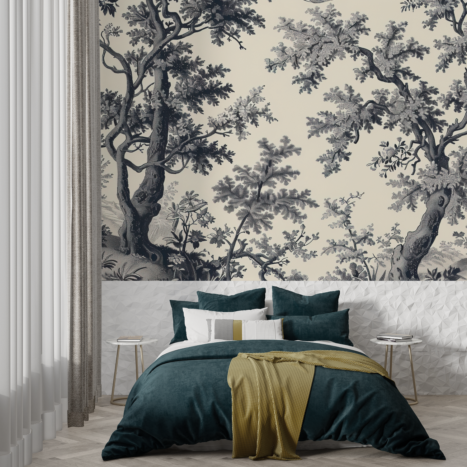 Toile de Jouy Black and Beige Wallpaper | Murals Wallpaper