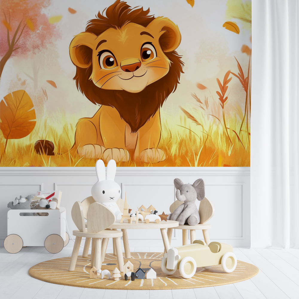 Löwenjunge Cartoon Tapete | Wandbilder Tapete