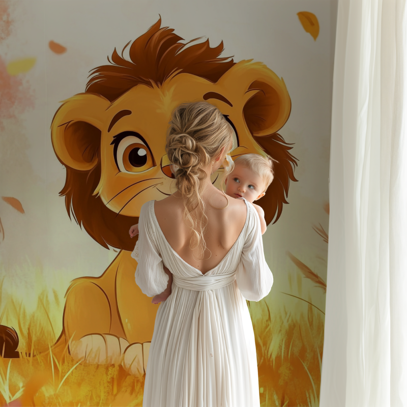 Löwenjunge Cartoon Tapete | Wandbilder Tapete