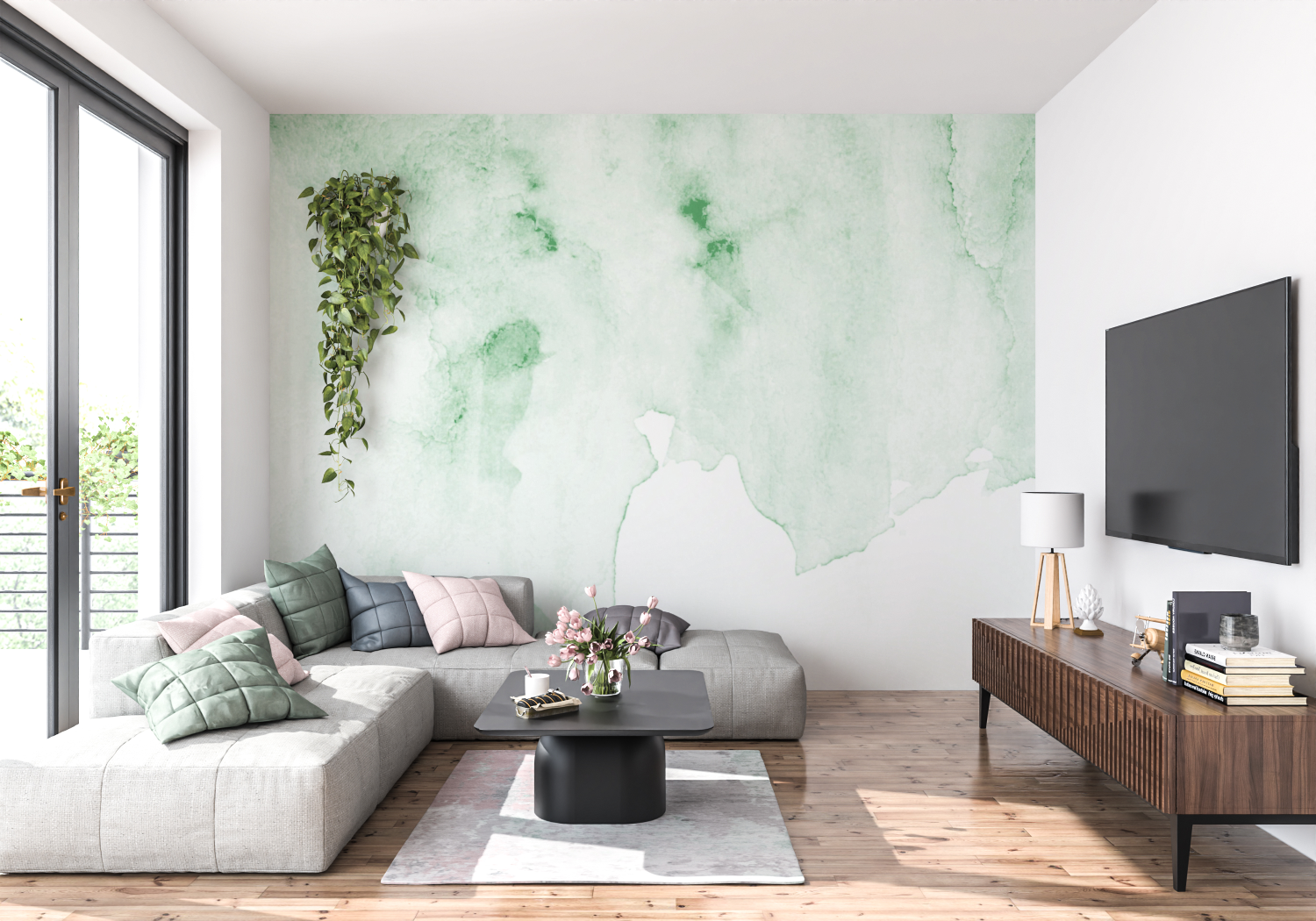 Watercolor Green Wallpaper | Murals Wallpaper