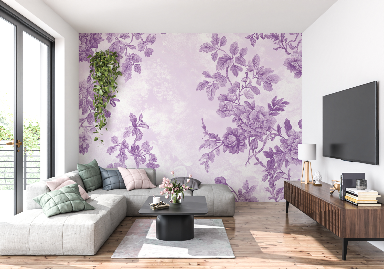 Purple White Wallpaper | Murals Wallpaper