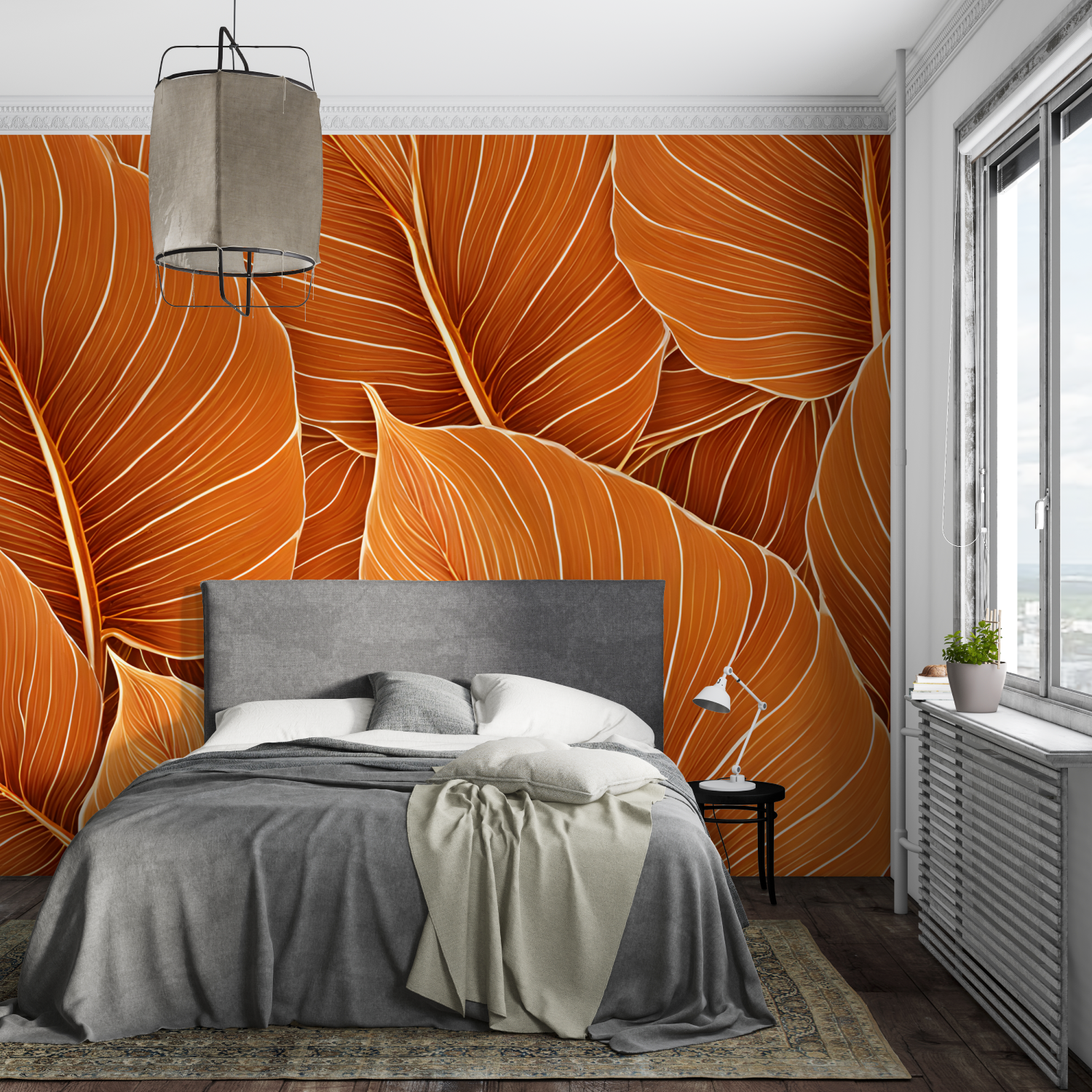 Orange-Bananen-Tapete | Wandbildtapete