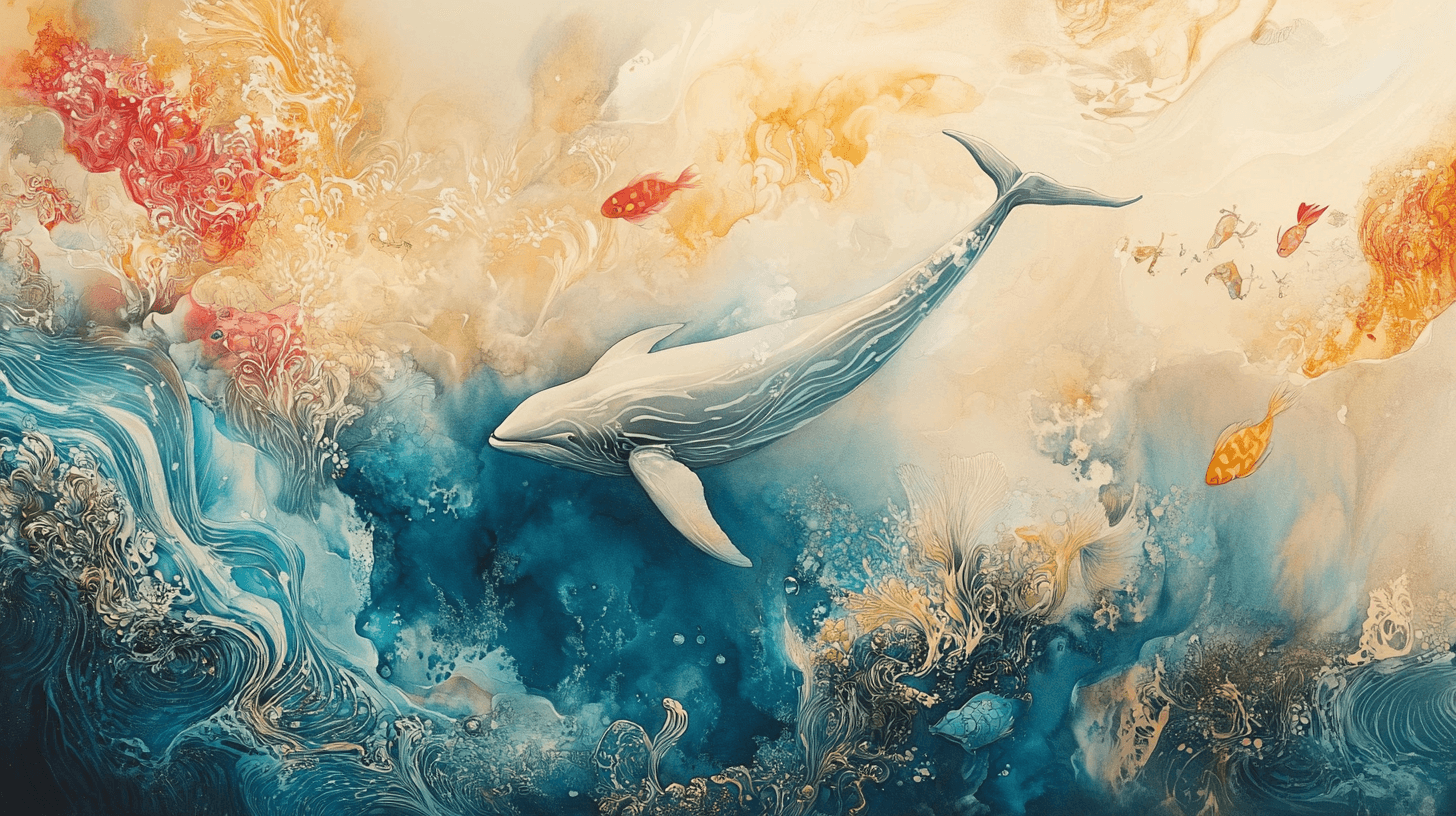 Watercolor Multicolor Whale Wallpaper | Murals Wallpaper