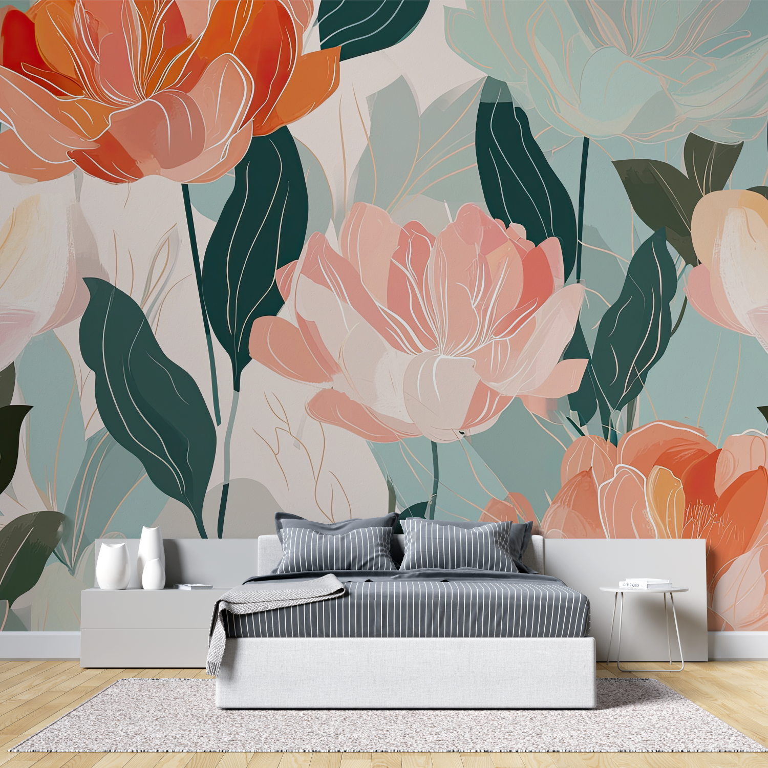 Watercolor Floral Design Wallpaper | Murals Wallpaper