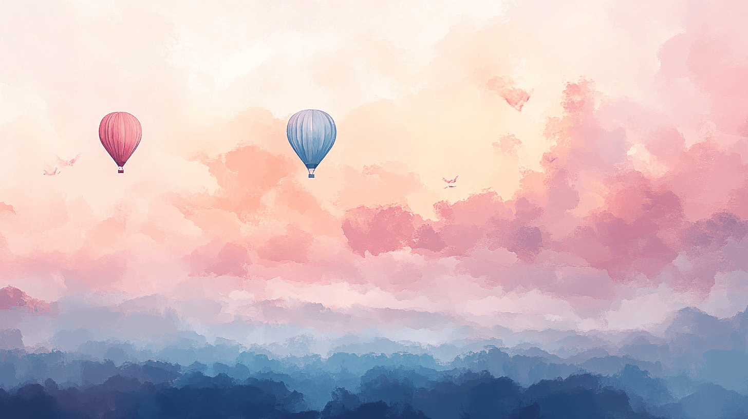 Hot Air Balloon and Sunset Sky Wallpaper | Murals Wallpaper