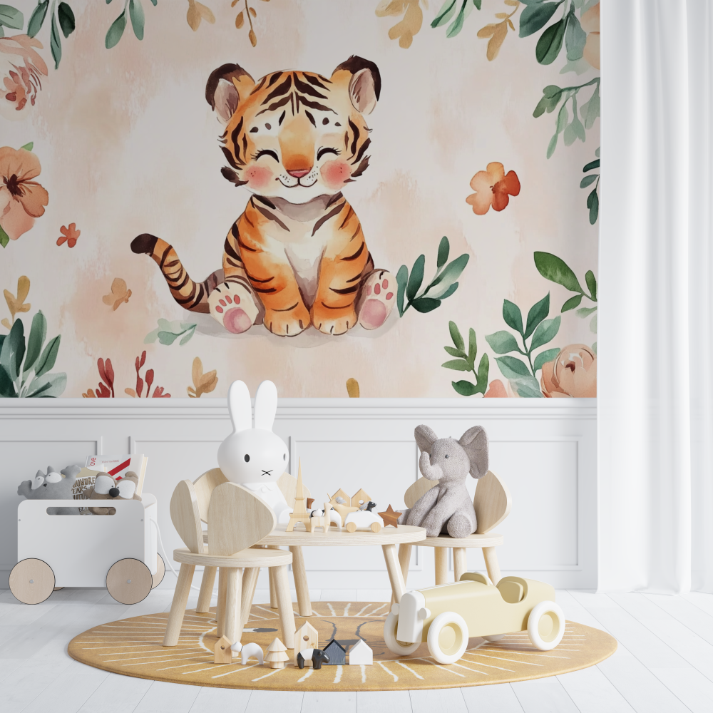 Watercolor Baby Tiger Wallpaper | Murals Wallpaper
