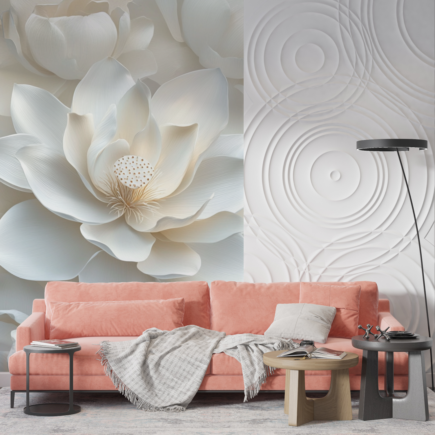 Delicate White Lily Watercolor Wallpaper | Murals Wallpaper