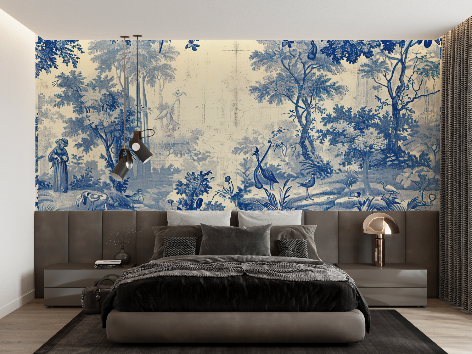 Antique Pond Toile Wallpaper | Murals Wallpaper