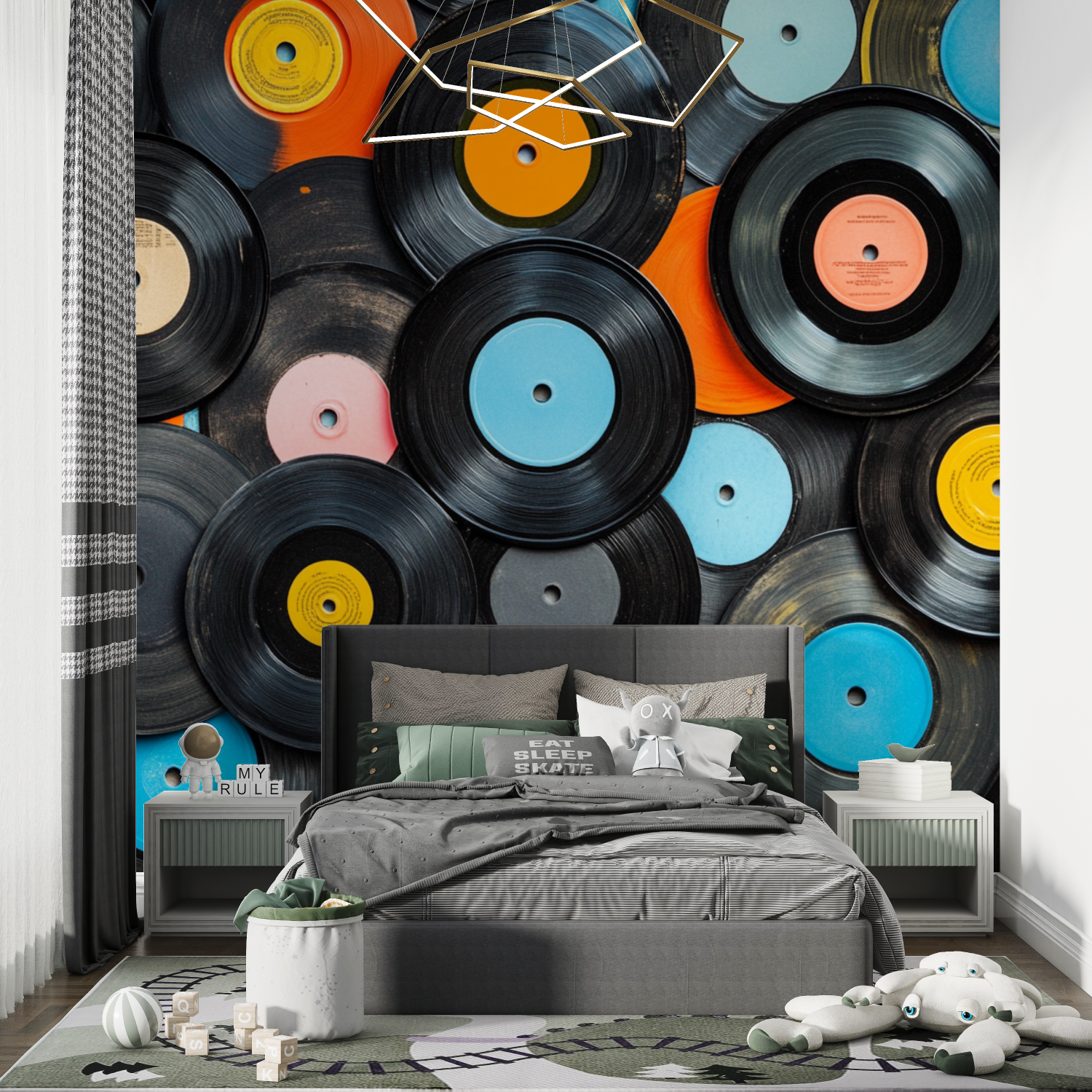 Colored Vinyl Record Wallpaper | Murals Wallpaper