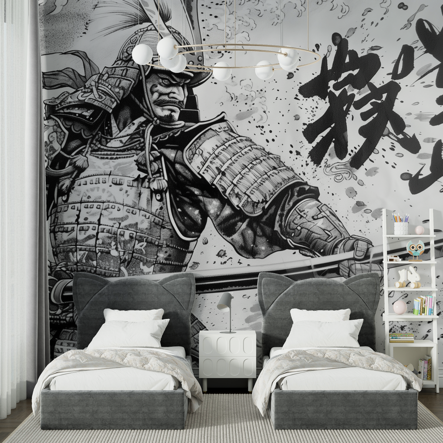 Black and White Samurai Wallpaper | Murals Wallpaper