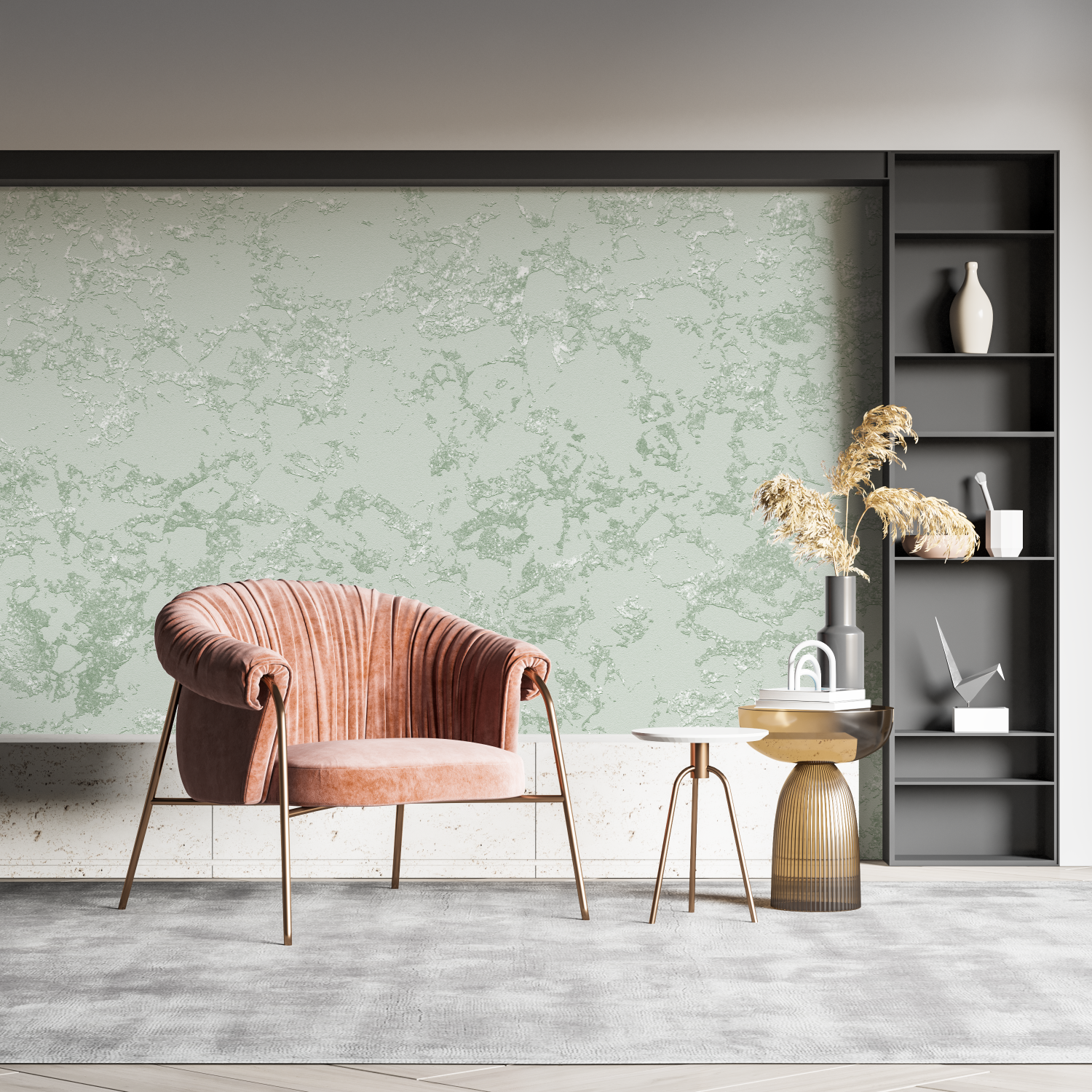 Grüne und graue Tapete | Wandtapete