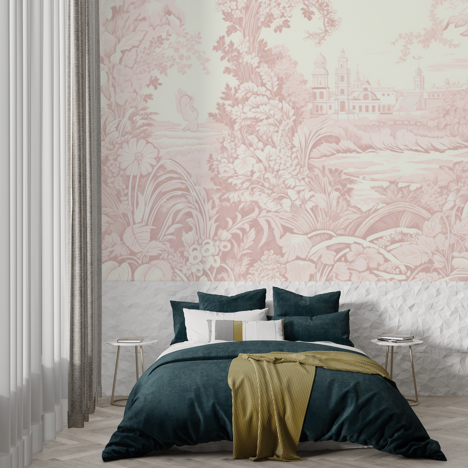 Toile de Jouy Pink Wallpaper | Murals Wallpaper