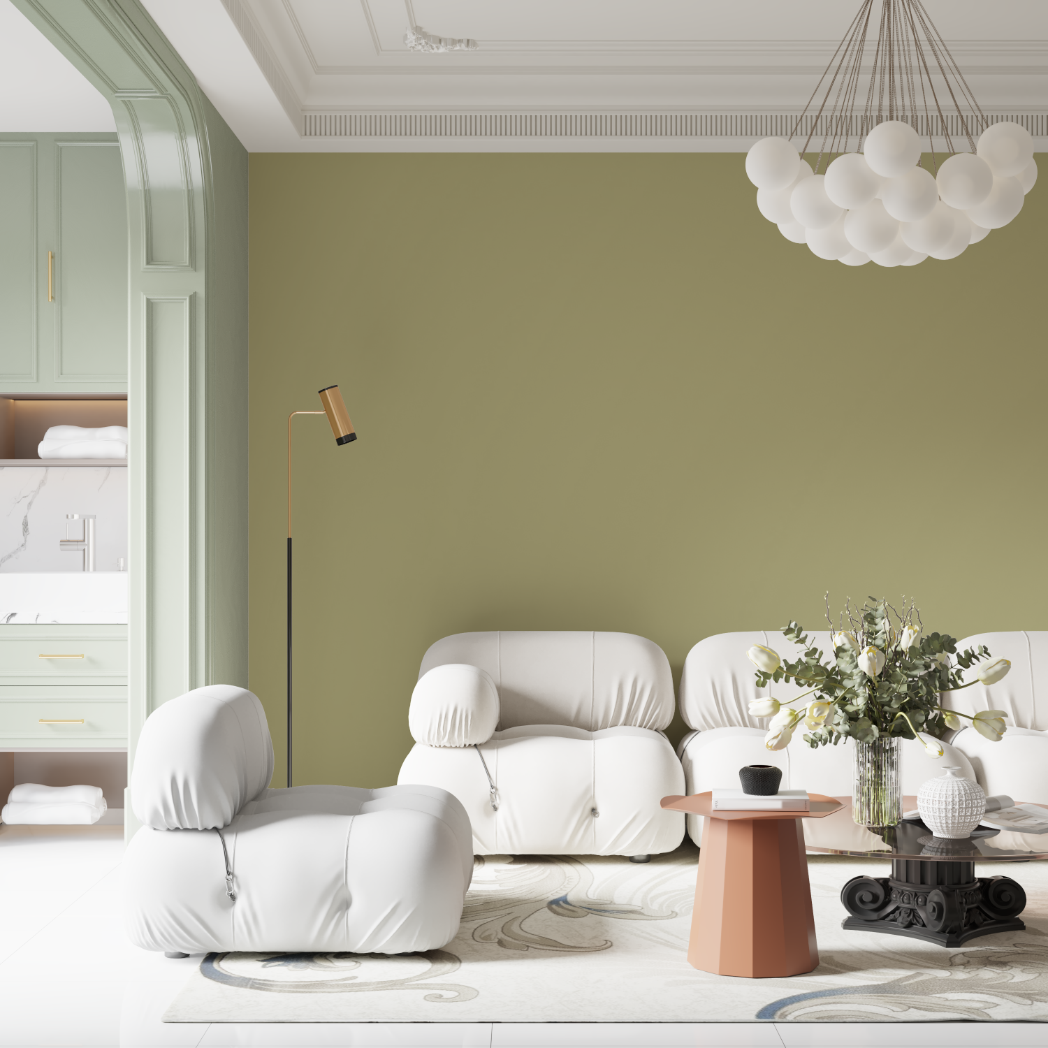 Mandelgrüne Tapete | Wandtapete