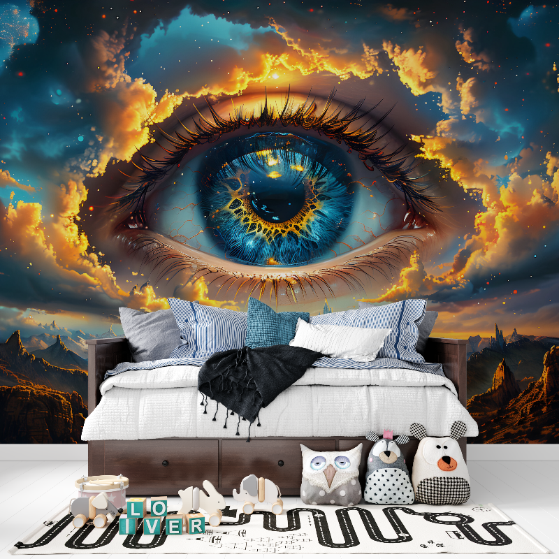 3D Space Living Room Wallpaper | Murals Wallpaper