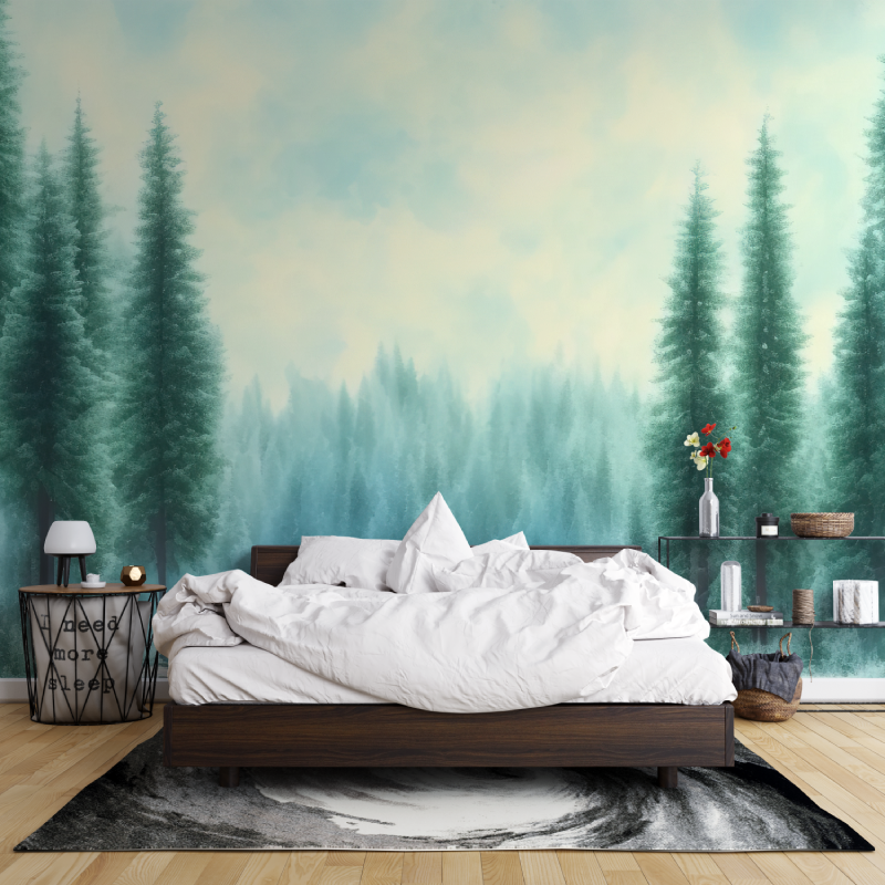 Watercolor Forest Pine Wallpaper | Murals Wallpaper