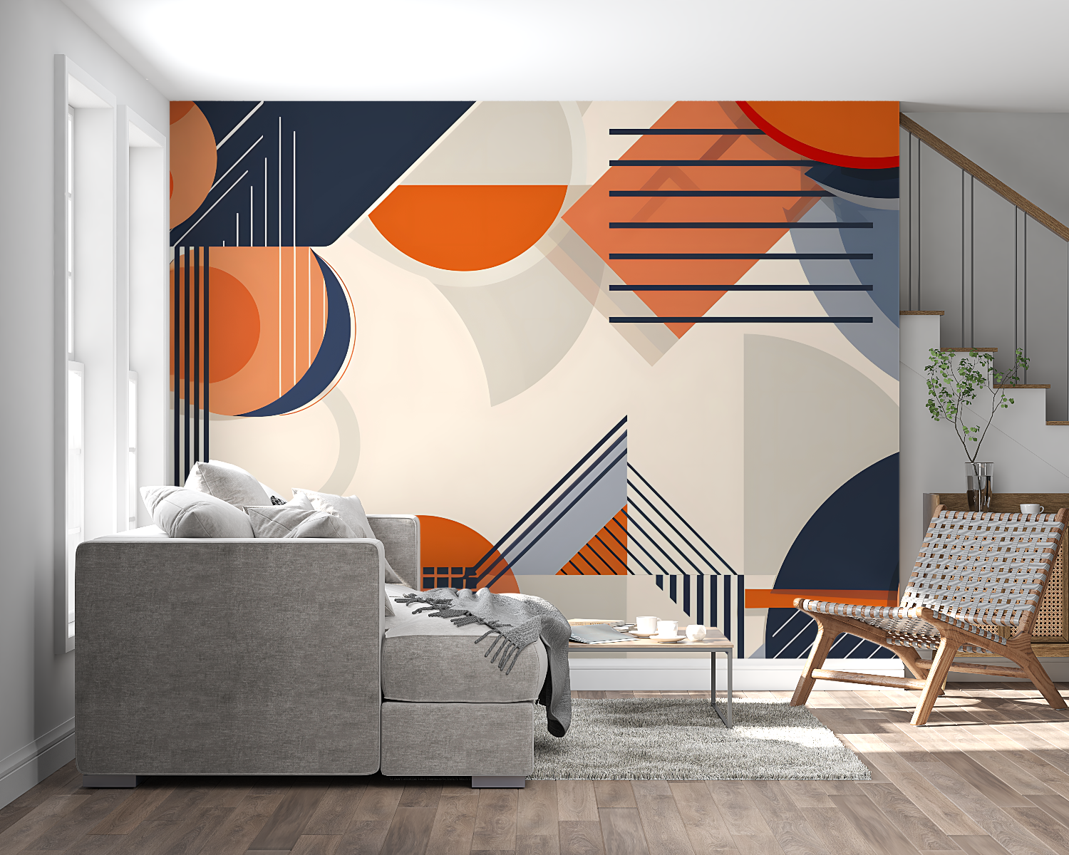 Orange and Blue Wallpaper | Murals Wallpaper