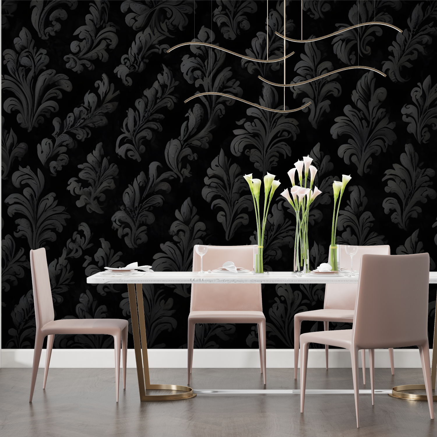 Black Damask Wallpaper | Murals Wallpaper