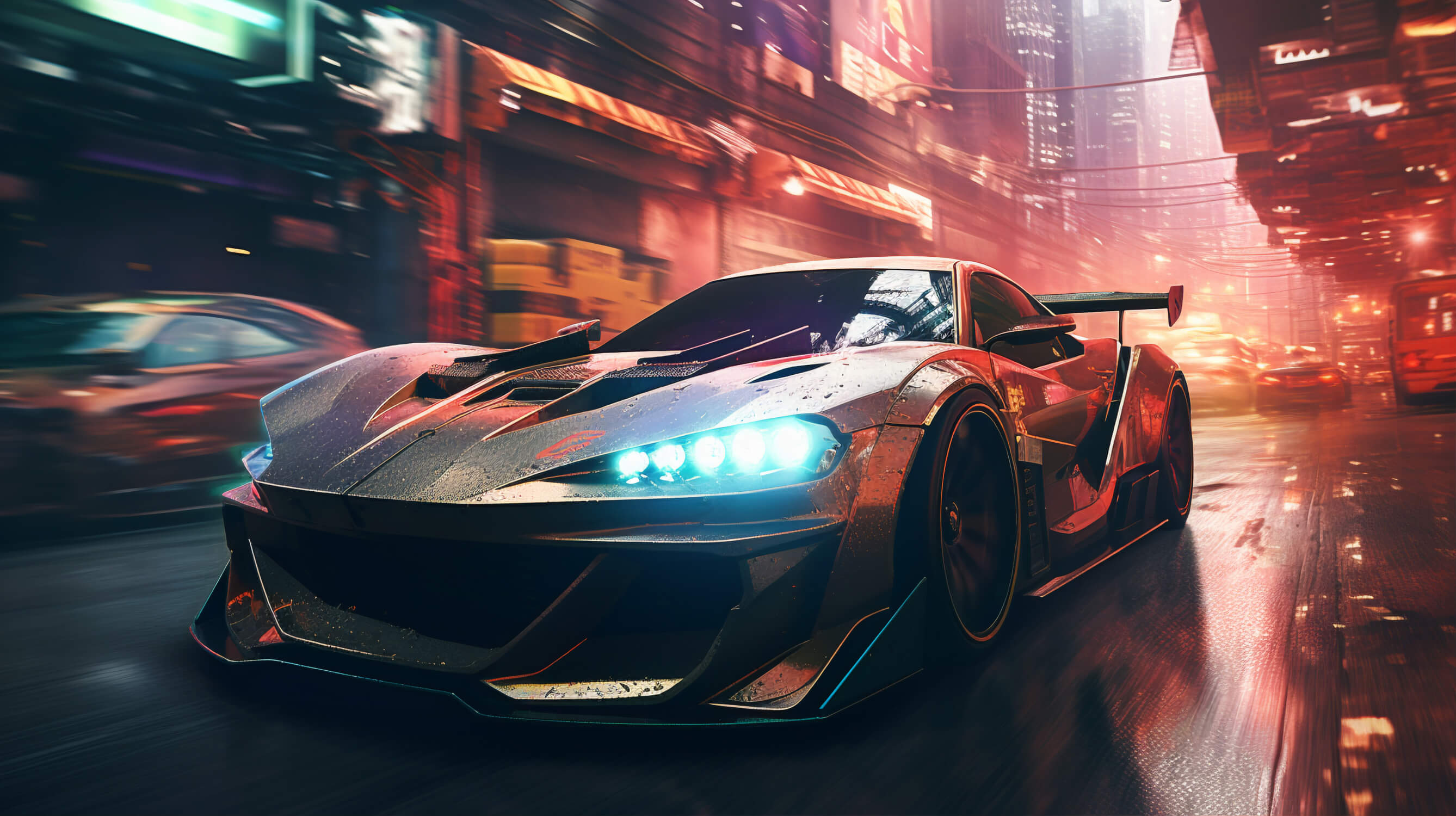 Neon Race Car Wallpaper | Murals Wallpaper