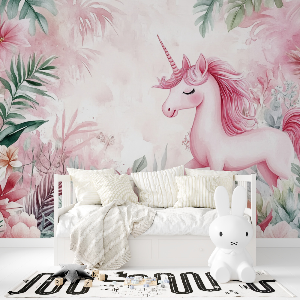 Princess Unicorn Tropical Garden Wallpaper | Murals Wallpaper
