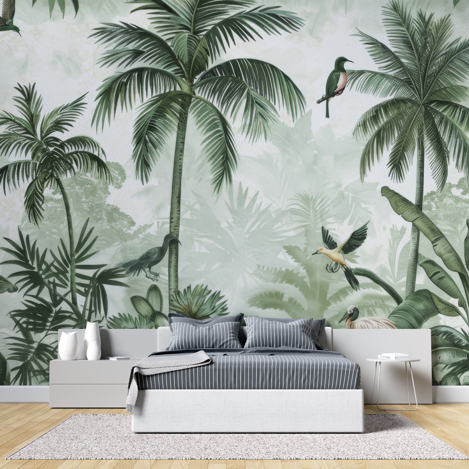 Green Gray Jungle Wallpaper | Murals Wallpaper