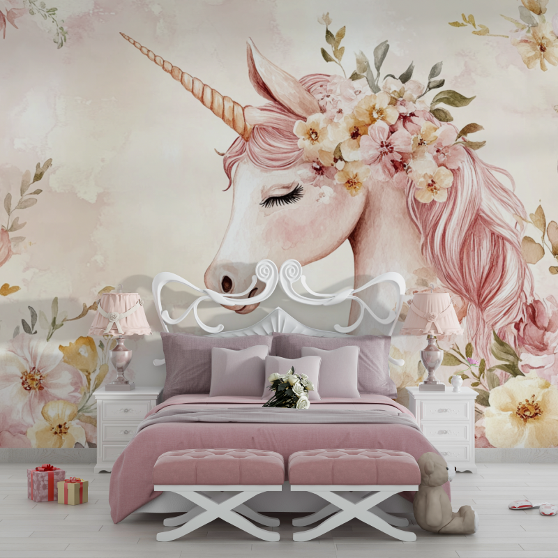 Einhorn Floral Tänzer Zimmer Tapete | Wandbilder Tapete