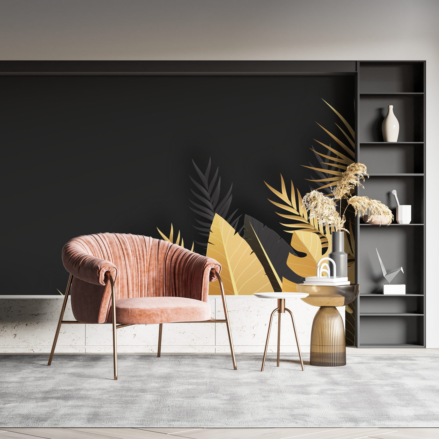 Black Wallpaper with Gold Leaf | Murals Wallpaper